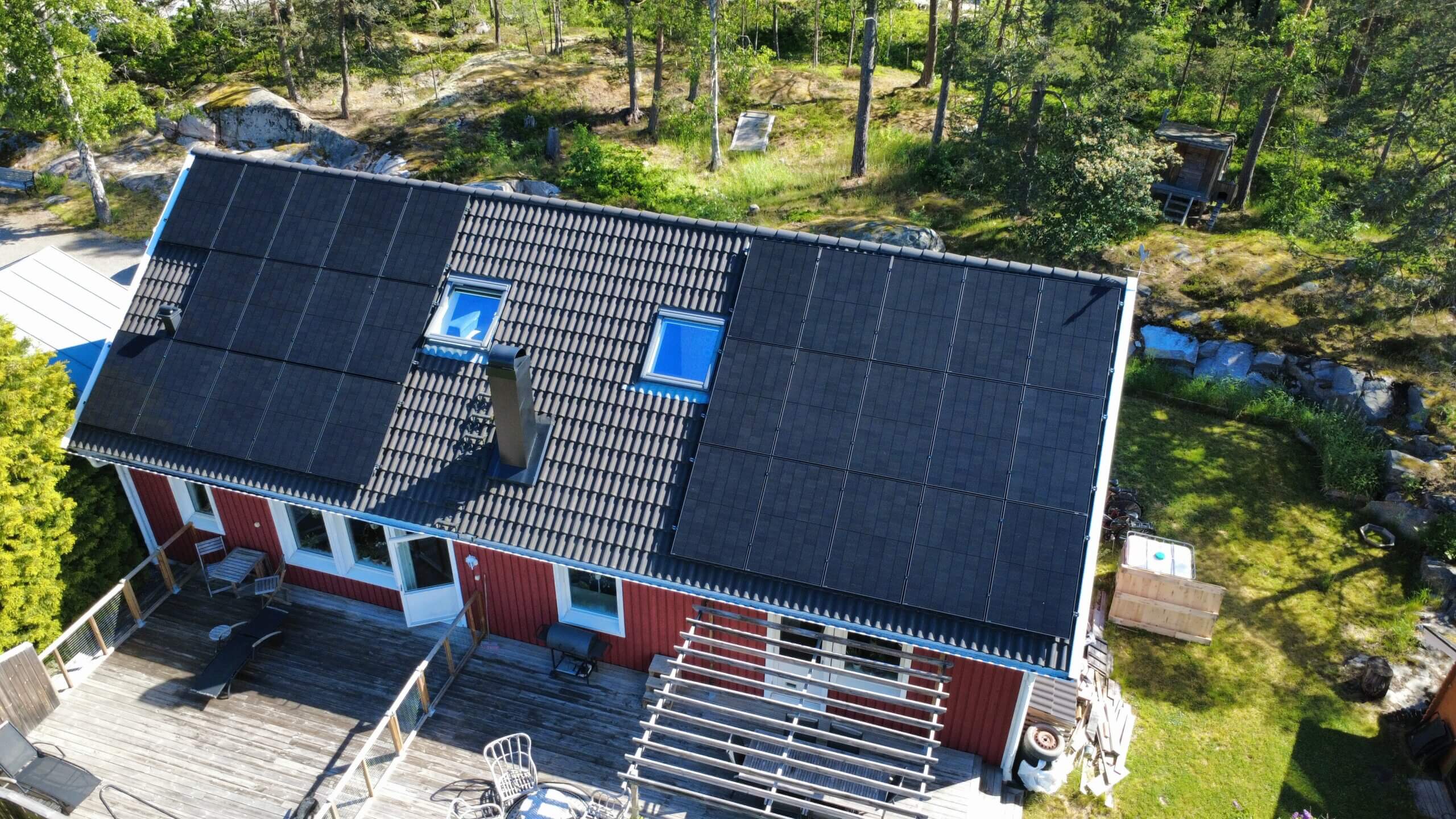 Solcellsinstallation med 20 paneler i Saltsjö-Boo